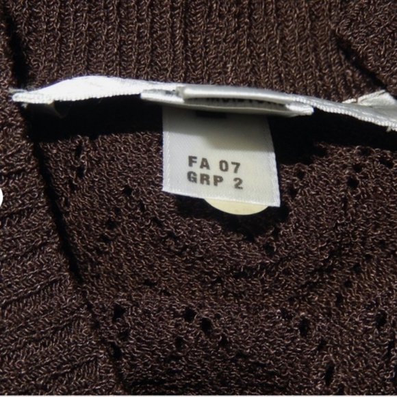 St. John Knits Collection Chocolate Brown Pointelle Cardigan Sweater M - Picture 3 of 8